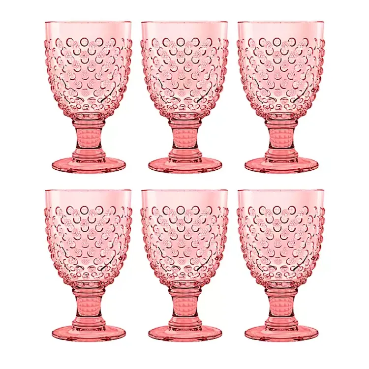 Kirklands Home Glassware & Drinkware|Beaded Acrylic Goblet Wine Glasses, Set of 6 Pink
