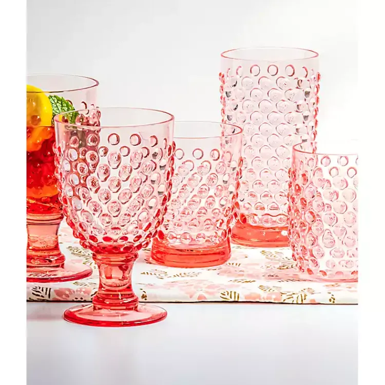 Kirklands Home Glassware & Drinkware|Beaded Acrylic Goblet Wine Glasses, Set of 6 Pink