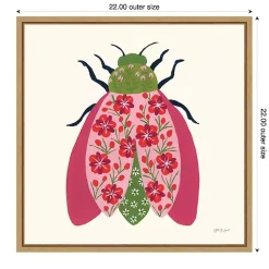 Kirklands Home Canvas Art|Pink Beetle Framed Canvas Art Print