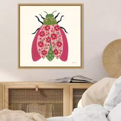 Kirklands Home Canvas Art|Pink Beetle Framed Canvas Art Print