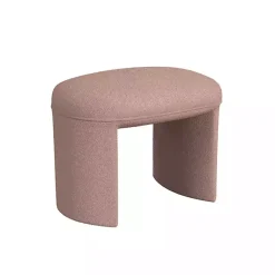 Kirklands Home Benches & Ottomans|Boucle Oval Upholstered Ottoman Pink