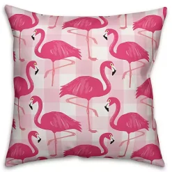 Kirklands Home Outdoor Cushions & Pillows|Pink Buffalo Check Flamingo Outdoor Pillow