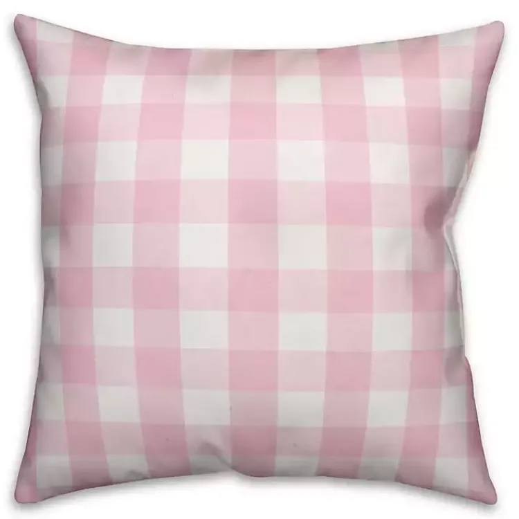 Kirklands Home Outdoor Cushions & Pillows|Pink Buffalo Check Flamingo Outdoor Pillow