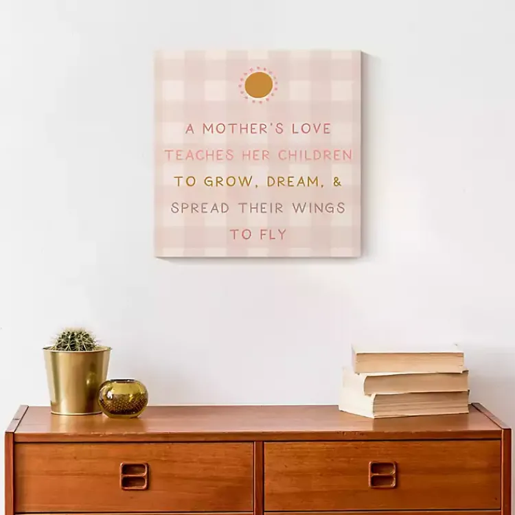 Kirklands Home Wall Quotes & Signs|Checkered A Mother's Love Canvas Art Print Pink