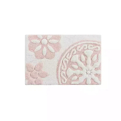 Kirklands Home Bathroom Rugs|Cotton Tufted Medallion Bath Mat, 30 in. Pink