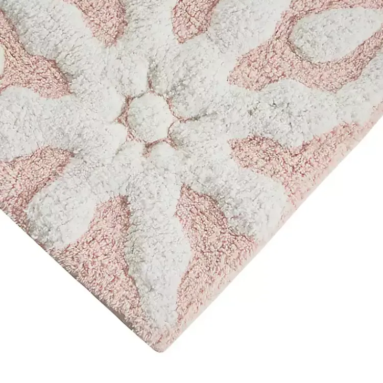 Kirklands Home Bathroom Rugs|Cotton Tufted Medallion Bath Mat, 30 in. Pink