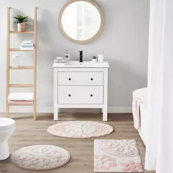 Kirklands Home Bathroom Rugs|Cotton Tufted Medallion Bath Mat, 30 in. Pink