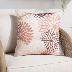 Kirklands Home Outdoor Cushions & Pillows|Floral Chevron Outdoor Throw Pillow Pink