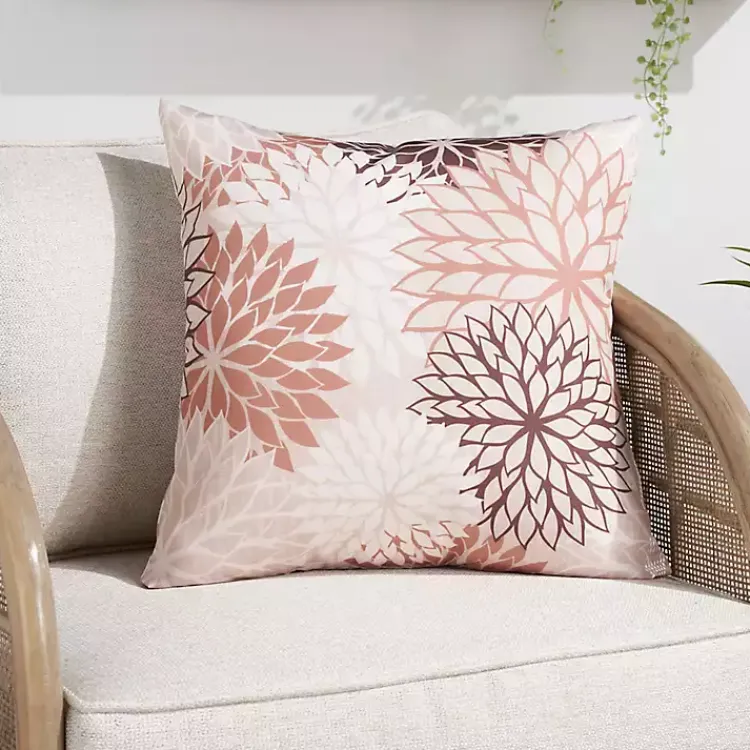 Kirklands Home Outdoor Cushions & Pillows|Floral Chevron Outdoor Throw Pillow Pink