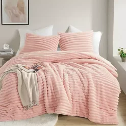 Kirklands Home Comforters|Fluffy Ribbed 3-pc. King Comforter Set Pink