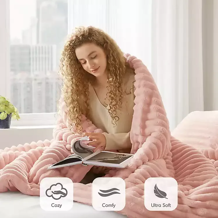 Kirklands Home Comforters|Fluffy Ribbed 3-pc. King Comforter Set Pink