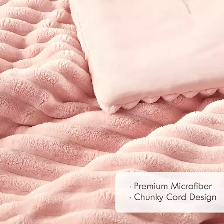 Kirklands Home Comforters|Fluffy Ribbed 3-pc. King Comforter Set Pink