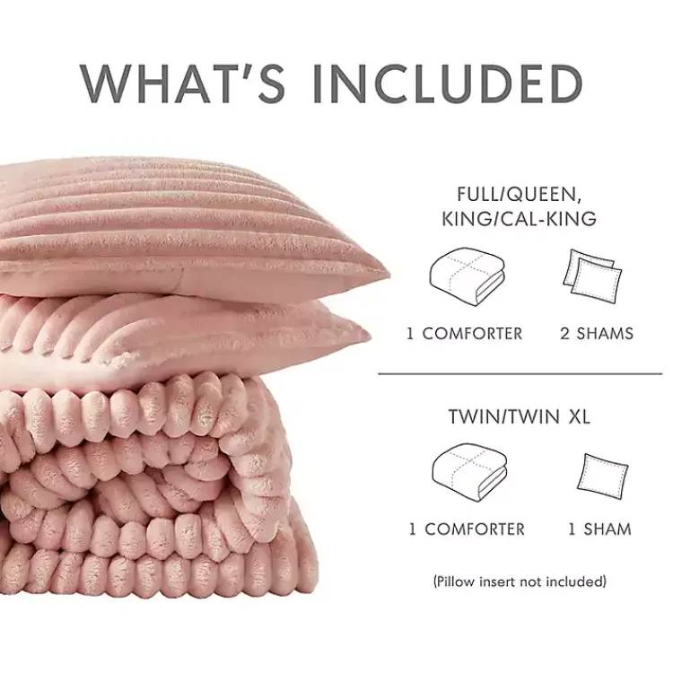 Kirklands Home Comforters|Fluffy Ribbed 3-pc. King Comforter Set Pink