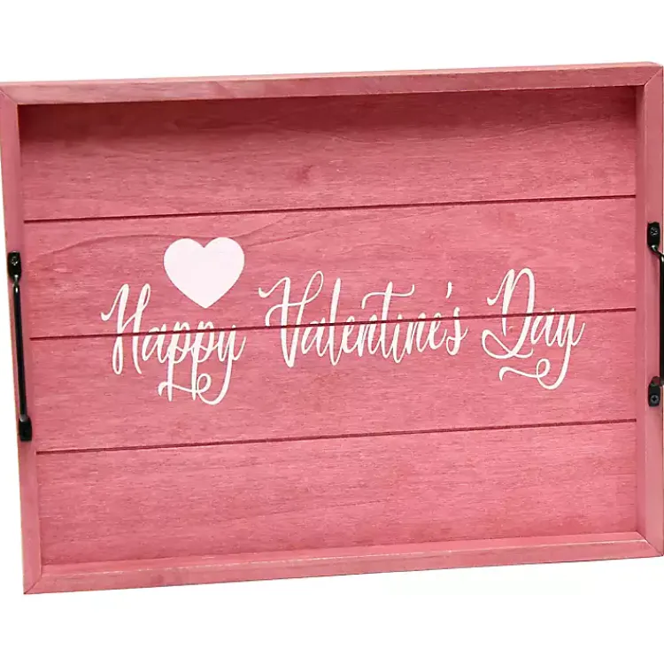 Outlet Pink Happy Valentine's Day Wood Tray Valentines Day Decorations