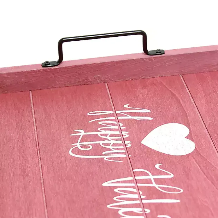 Outlet Pink Happy Valentine's Day Wood Tray Valentines Day Decorations
