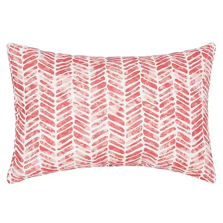 Kirklands Home Outdoor Cushions & Pillows|Herringbone Indoor/Outdoor Lumbar Pillow Pink