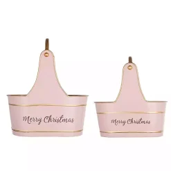 Clearance Iron Merry Christmas Baskets, Set of 2 Christmas Decorations