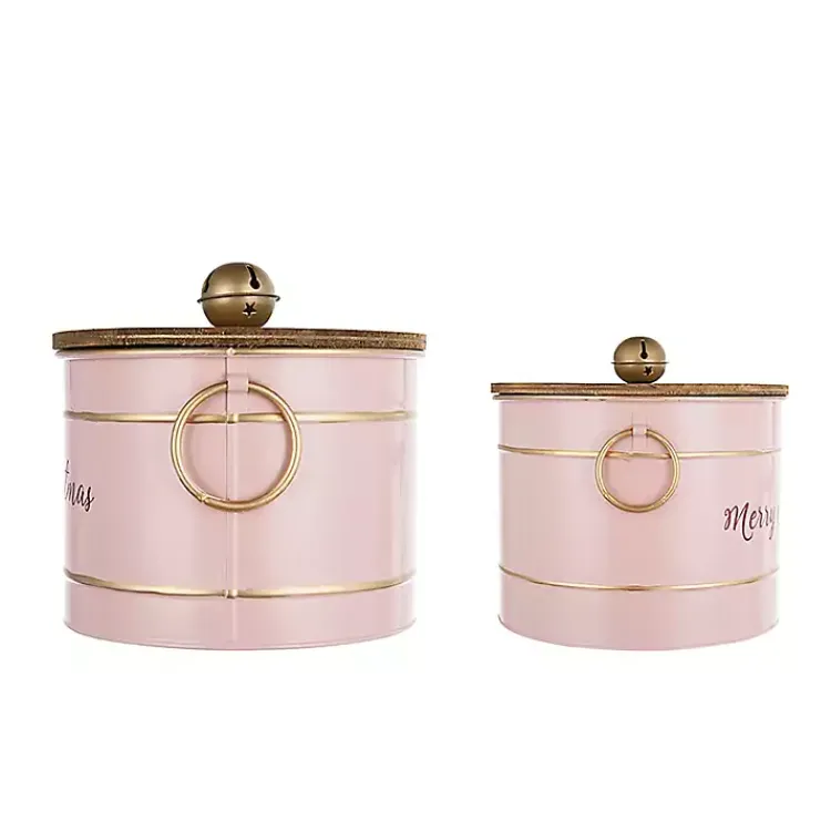 Sale Iron Merry Christmas Lidded Baskets, Set of 2 Christmas Decorations