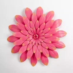 Kirklands Home Outdoor Wall Decor|Metal Flower Outdoor Wall Plaque Pink