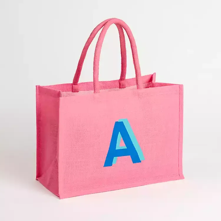Outlet Monogram A Jute Tote Bag Monogram Seasonal Decor