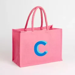 Best Monogram C Jute Tote Bag Monogram Seasonal Decor