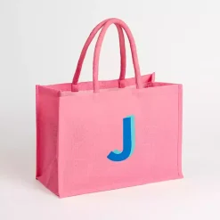 Sale Monogram J Jute Tote Bag Monogram Seasonal Decor