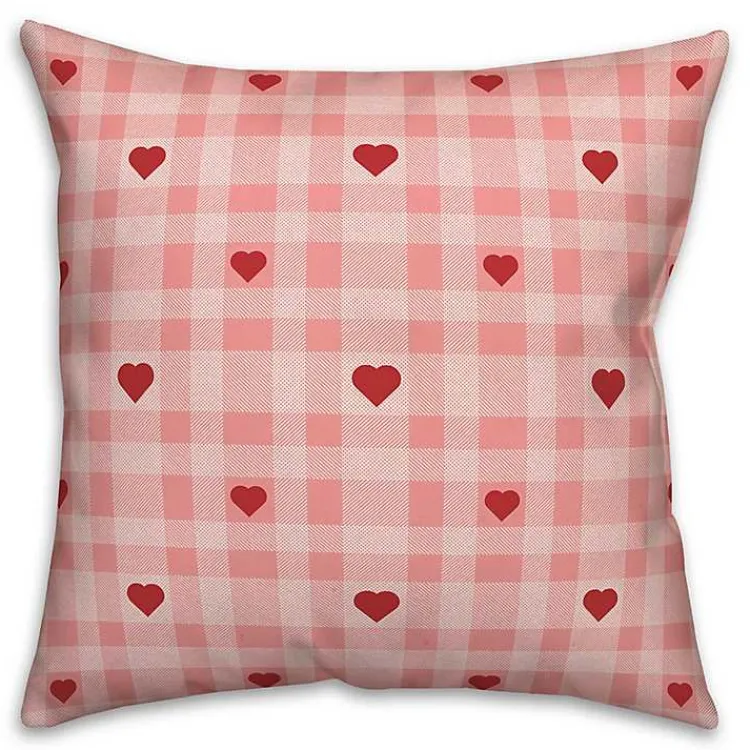 Plaid Hearts Throw Pillow Valentines Day Decorations