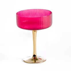 Kirklands Home Glassware & Drinkware|Pink Ripple Gold Base Coupe Wine Glass