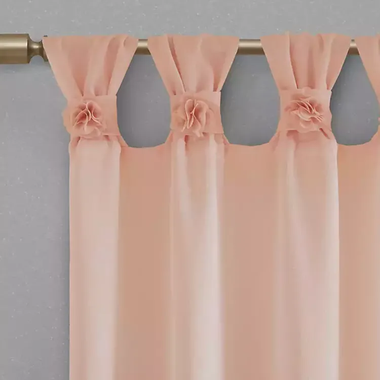 Kirklands Home Curtains & Drapes|Rosette Tab Top Curtain Panel, 63 in. Pink