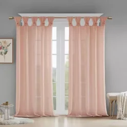 Kirklands Home Curtains & Drapes|Rosette Tab Top Curtain Panel, 84 in. Pink