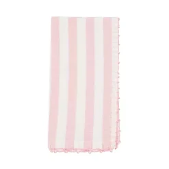 Kirklands Home Table Linens|Pink Striped Whipstich Napkins, Set of 4