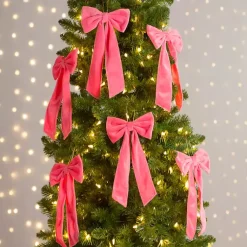 Hot Velvet Bow 6-pc. Ornament Set, 12 in. Christmas Ornaments