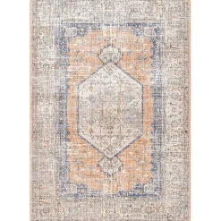 Kirklands Home Area Rugs|Pink Vintage Floral Print Area Rug, 5x7