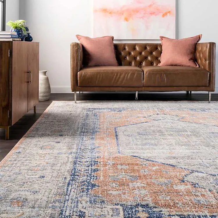 Kirklands Home Area Rugs|Pink Vintage Floral Print Area Rug, 8x10