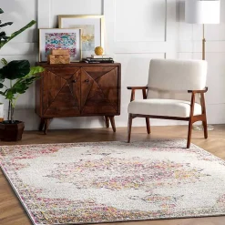 Kirklands Home Area Rugs|Pink Vintage Medallion Area Rug, 10x14