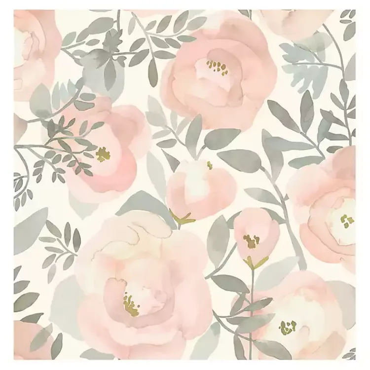 Kirklands Home Wall Murals & Wallpaper|Watercolor Roses Peel & Stick Wallpaper Pink