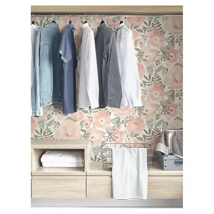 Kirklands Home Wall Murals & Wallpaper|Watercolor Roses Peel & Stick Wallpaper Pink