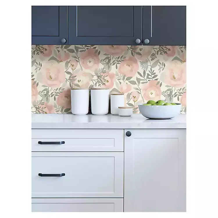 Kirklands Home Wall Murals & Wallpaper|Watercolor Roses Peel & Stick Wallpaper Pink