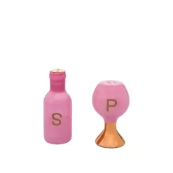 Kirklands Home Kitchen Accessories|Wine Glass Salt & Pepper Shaker Set Pink