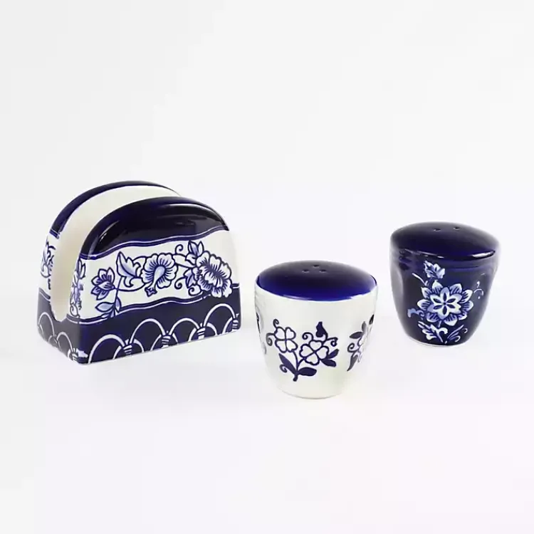 Kirklands Home Kitchen Accessories|Pip Vintage Blue Floral 3-pc. Shaker & Napkin Set