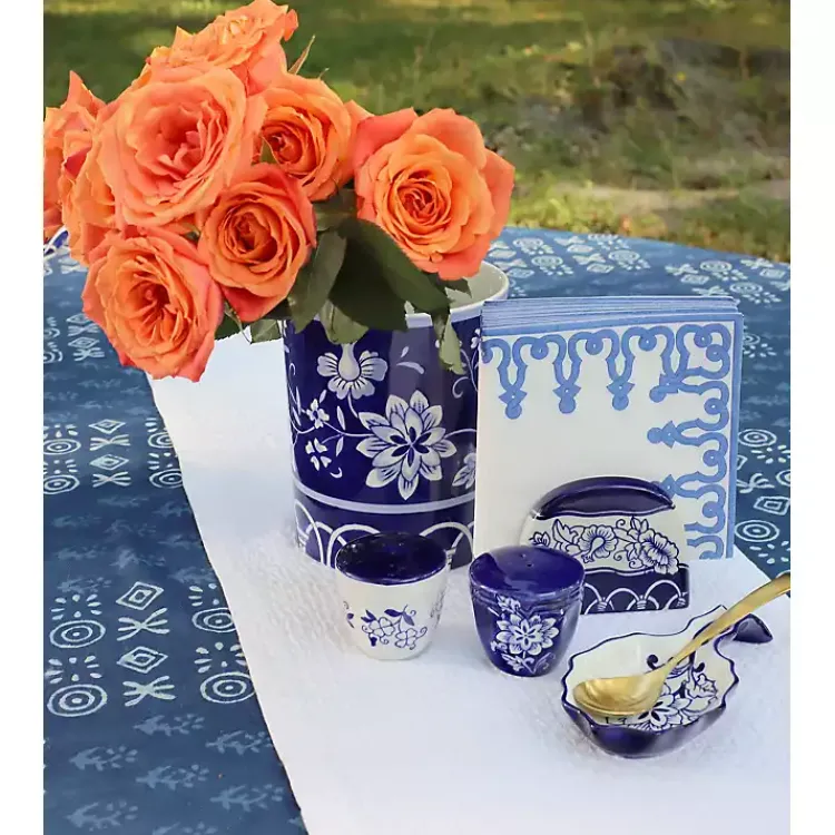 Kirklands Home Kitchen Accessories|Pip Vintage Blue Floral 3-pc. Shaker & Napkin Set