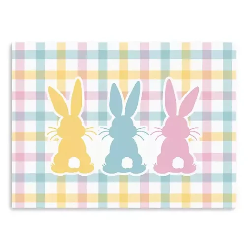Clearance Plaid Bunny Trio Canvas Art Print Easter Decorations