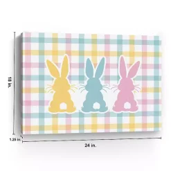 Clearance Plaid Bunny Trio Canvas Art Print Easter Decorations