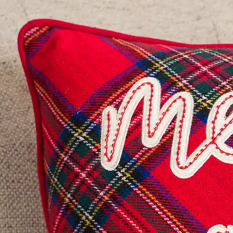 Best Plaid Embroidered Merry and Bright Pillow Pillows