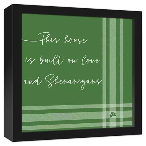 Sale Plaid Love & Shenanigans Framed Canvas Wall Art St Patricks Day Decorations