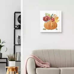 Hot Plaid Pumpkin Florals Canvas Art Print Fall