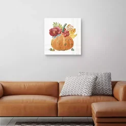 Hot Plaid Pumpkin Florals Canvas Art Print Fall
