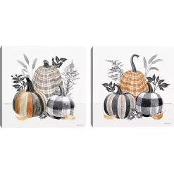 Clearance Plaid Pumpkins Canvas Art Prints, Set of 2 Fall