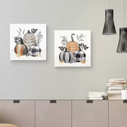 Clearance Plaid Pumpkins Canvas Art Prints, Set of 2 Fall