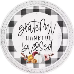 Discount Plaid Thankful Round Framed Wall Plaque Fall
